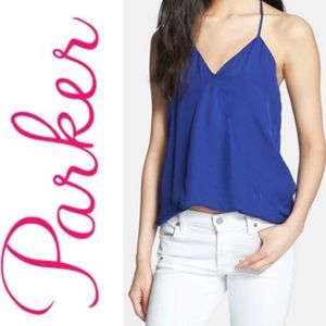 NWT Parker “Kae” Silk Halter Top Bayou Blue Sz XS